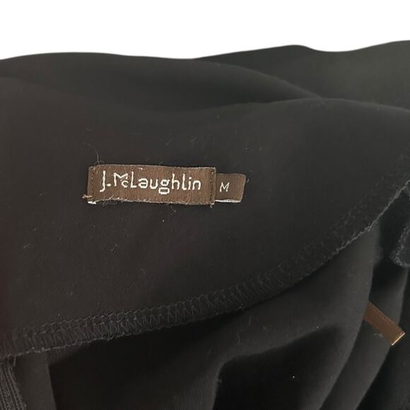 J. McLaughlin Black Leila Cap Sleeve Dress Rollover Collar Black Medium - Picture 4 of 7